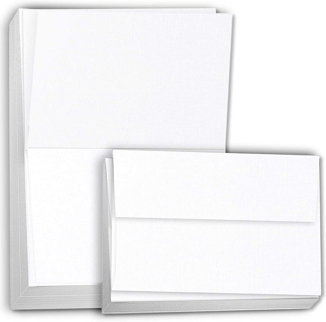Hamilco Linen Card Stock Folded Blank Cards with Envelopes 5x7 - Score –
